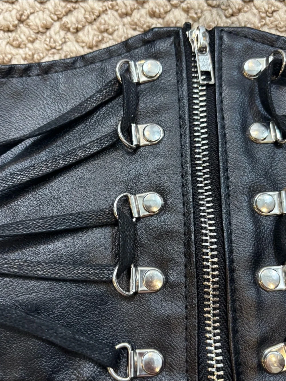Black O-Ring Strap Zipper Corset Size Small/Medium